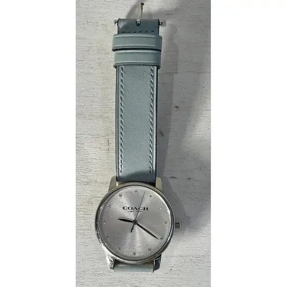 Coach Grand Watch With 36mm Silver Face & Blue Tone Leather Band 14503973 - Picture 1 of 3